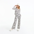 Dames pyjama, gebroken wit zwart print