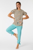 Meisjes-Dames Pyjama, multicolor gestreept