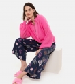 Dames Lange broek, nachtblauw koraal print