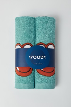 Handdoek, zeegroen 2 stuks, 50x100cm en 2 washandjes,