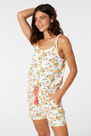 Meisjes-Dames Onesie, beige perzik print