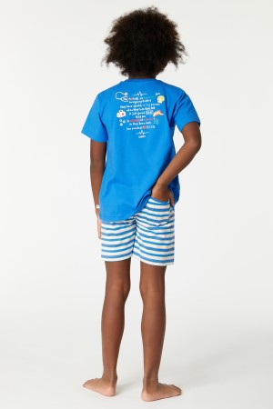 Jongens-Heren Pyjama, midden blauw