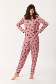 unisex fleece onesie, oudroze,  thema van de uil...