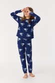 Meisjes-Dames Pyjama, donkerblauw schaap print