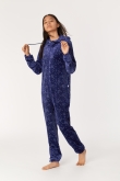 Meisjes-Dames Onesie, donkerblauw maan print