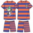Jongens-Heren Pyjama, blauw - oranje gestreept