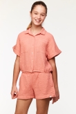 Meisjes-Dames Set van T-shirt en Short, koraal