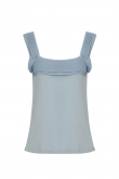 top with ruffled short sleeves and short pants, ashley blue