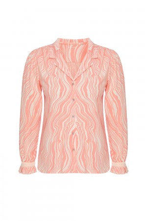 Meisjes-Dames Pyjama, perzik marmer print