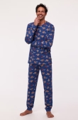 Unisex Pyjama, mammoet print donkerblauw