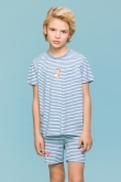 Jongens-Heren Pyjama, blauw-witte streep
