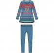 Meisjes-Dames pyjama, blauw-rood gestreept 