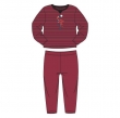 Unisex pyjama, oranje-bordeaux gestreept 