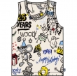 Jongens singlet, wit # WOODY 25 all-over print, 14 jaar