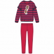 Meisjes-Dames pyjama, rood-donkerblauw gestreept 